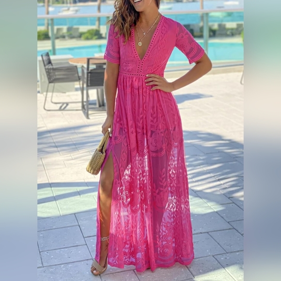 Pink Lace Dress - Picture 2 of 6